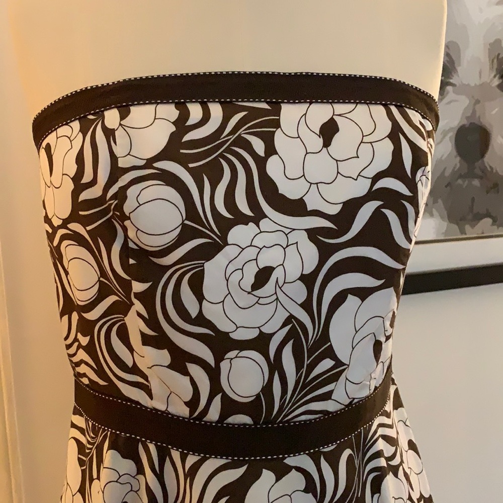 Strapless Brown & White Floral Dress by AnnTaylor